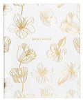 WORLD TRAVELER Large Lined Journal Notebook 256 Ruled White & Ivory Pages - color: Gold Flower