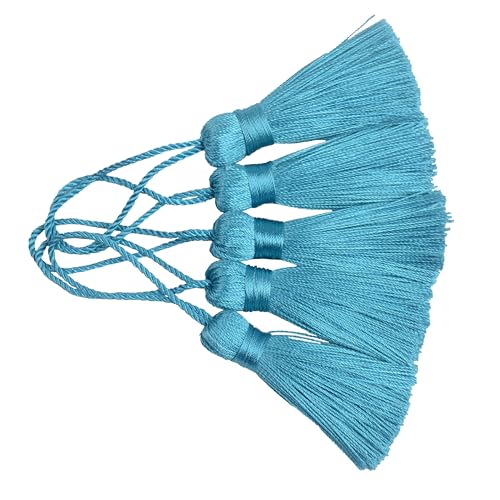 20Pcs 4.3 Inch Silky Mini Craft Tassels for Earrings, Souvenir(P- Blue) - color: Peacock Blue