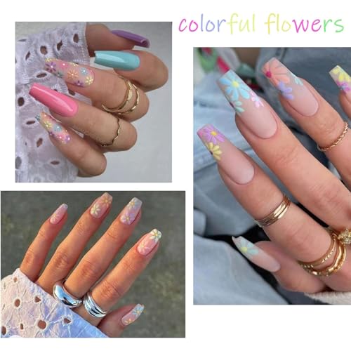Flower Nail Stickers for Nail Art Colorful Nail Decals for Women - color: Colorful-01