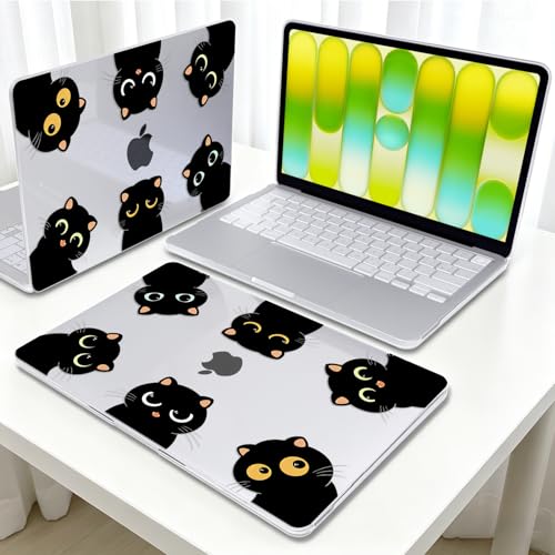 Cute Black Cat Clear Case for 2026 MacBook Neo 13 inch A18 Pro A3404 - color: Funny Cat