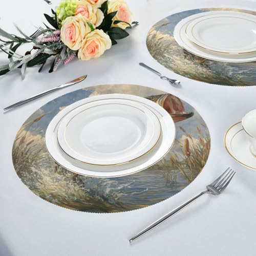 Big Bass Fish Round Placemats Washable ‌Heat Resistant‌ ‌Non-Slip Place Mats Table Place Mat for Kitchen Dining - color: Big Bass Fish, size: 15.4x15.4inx1