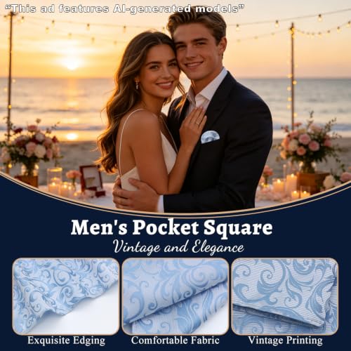Handkerchiefs for Men with Holder Vantige Pocket Squares for Men - color: Light Blue