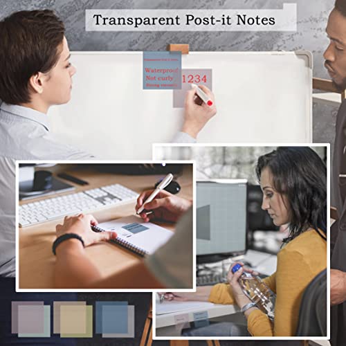 YOUDEFUL 800Pcs Transparent Sticky Note, 3"x3" Clear Sticky Note, Morandi - size: Square Morandi