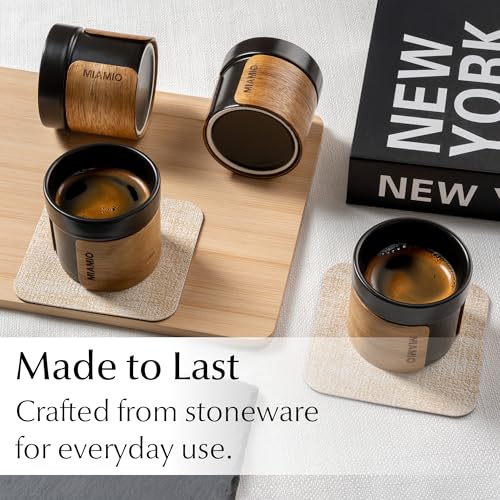 MIAMIO – Espresso Cups Set of 4 (3.5oz) Japanese Tea Cups Ceramic (Black) - color: Black