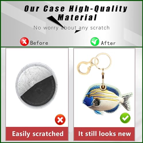 BORKUANA PU Leather Keychain holder Protective Case Compatible with AirTag - color: Fish 7