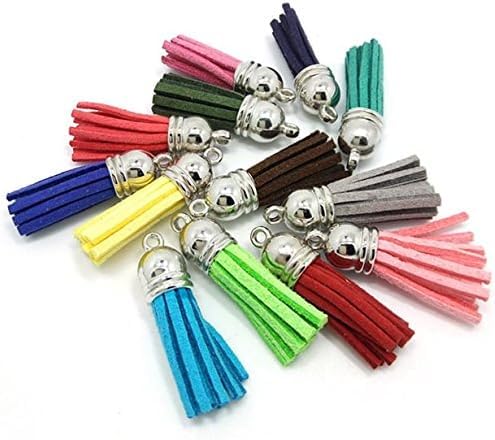 20Pcs Leather Tassel for Jewelry Making - Multi-Color Beaded Keychain Accessories with Metal Rings, DIY Craft Supplies for Bags/Bookmarks/Phone Straps