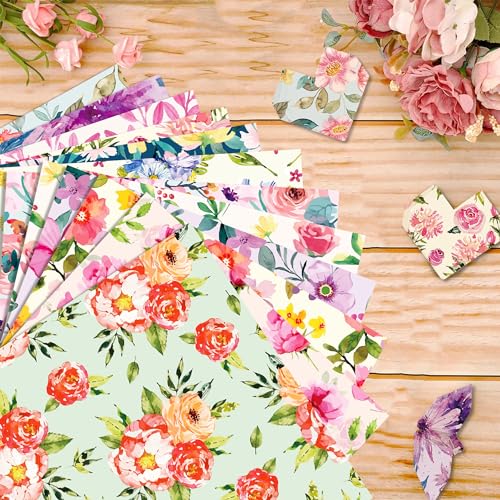 VIVIQUEN 24 Pack Floral Pattern Double-Sided Flower Scrapbook Paper 12”