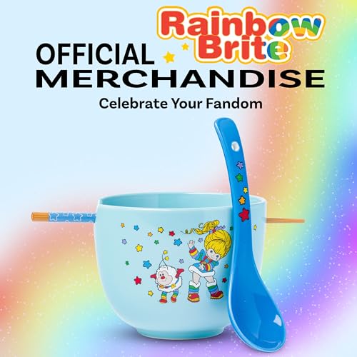 Silver Buffalo Rainbow Brite and Twink, Ramen Bowl with Chopsticks, 20oz - color: Rainbow Brite and Twink Spoon, size: 20 Ounces (With Spoon)