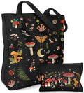 Miss Adola Canvas Tote Bag with Matching Makeup Pouch - color: Black Mushroom
