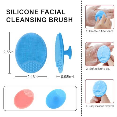 Silicone Face Scrubber-Soft Facial Cleansing Brush for Skincare Routine,Exfoliating Pad & Scalp Scrubber for Home Spa - color: [Mixed Items] 2, size: 2-pack