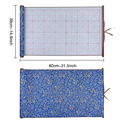 MEGREZ Reusable Water Writing Calligraphy Cloth Set No Ink Practice Kit - color: Blue