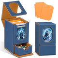 Card Deck Box for MTG Commander, Fits 100+ Double-Sleeved Cards Card Case - color: Gray Blue and Brown