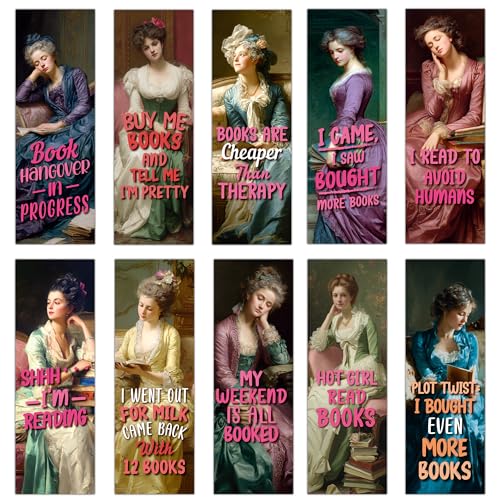 100 Pcs Funny Vintage Art Bookmarks Bulk, Fun Paper Book Marks for Women, Pretty Girl Reading Accessories, Book Lover Gifts Bookworm Supplies Birthday Christmas Stuffers - style: Funny Girl