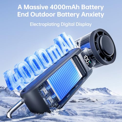 MUXNW Handheld Turbo Fan, 4000mAh Power Bank Portable Fan - color: Black