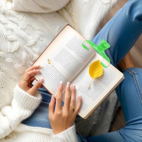 2Pcs Page Holders for Reading, Multifunctional Portable Book Clip Holders Practical Transparent Book Reading Accessories, Book Page Holders for Home School Office Books Magzines Notebook Supplies - color: Green