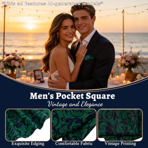 Handkerchiefs for Men with Holder Vantige Pocket Squares for Men - color: Dark Green
