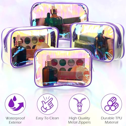 Weewooday 12 Pcs Clear Cosmetic Bags PVC Zipper,Medium,Dazzling - color: Dazzling, size: Medium