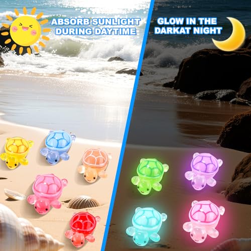 120PCS Luminous Mini Resin Turtles 9 Colors Glow in The Dark Tiny Sea Turtle Figures to Hide Small Plastic Ocean Animal for Micro Landscape Fairy Garden DIY Miniature Dollhouse Home Decor Party Favers - color: 120pcs-turtles