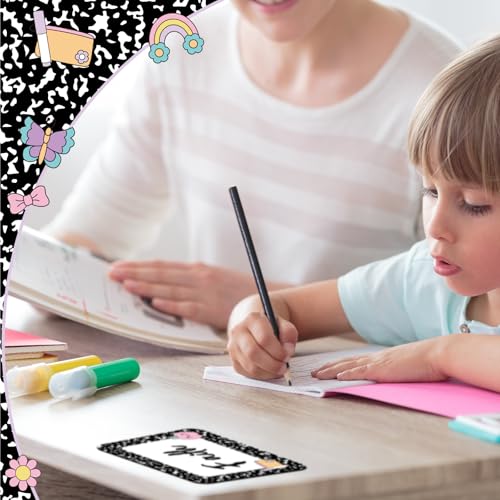 AmazingSpark 144 Pcs Composition Classroom Decor 3.5 x 2.5 in Name Labels