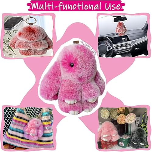 Cute Plush Bunny Keychain, Soft Fluffy Bag Charm for Backpacks & Purses - color: Gray