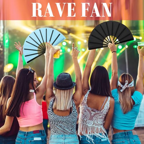 Maitys 2 Pack Foldable Fans for Rave Dancing,Modern Color,Simple Pattern - color: Modern Color, style: Simple Pattern