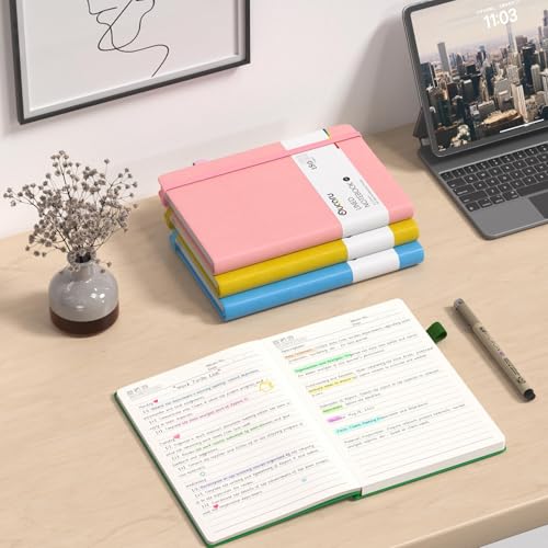 Oucaru 4 Pack A5 Lined Journal Notebook for Writing, 180 Pages - color: Pink, size: 4 Pack