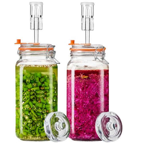 Fermentation Jars, 2L Fermenting Kit With Glass Weights, 2-Pack