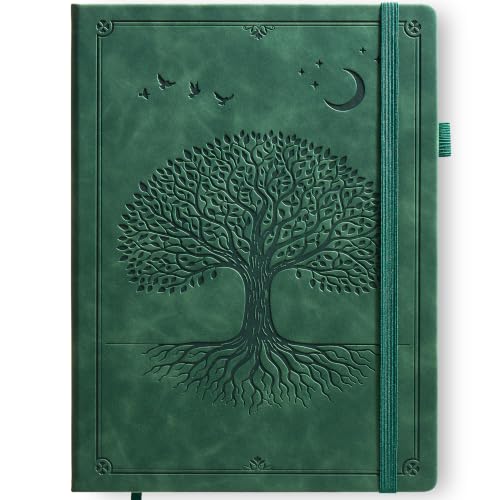 Lined Journal Notebook Hardcover Leather Bound 200 Pages A4 Green Diary - color: Dark Green, size: A4 200 Pages
