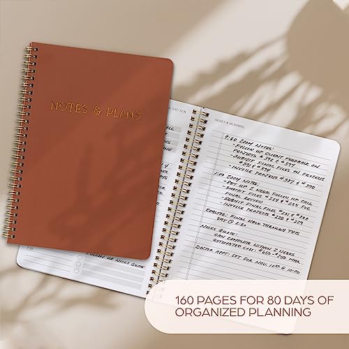 Beautiful Daily Planner And Notebook With Hourly Schedule - Spiral Notebook - color: terracotta