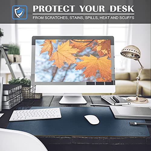 K KNODEL Large Office Desk Mat, Leather Mouse Pad (31.5"x15.7", Dark Blue) - color: Dark Blue, size: 31.5" x 15.7"