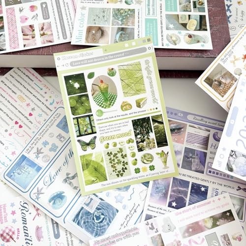 Japanese Sticker Book for Scrapbooking Supplies,Japanese Scrapbook Stickers - color: Mist