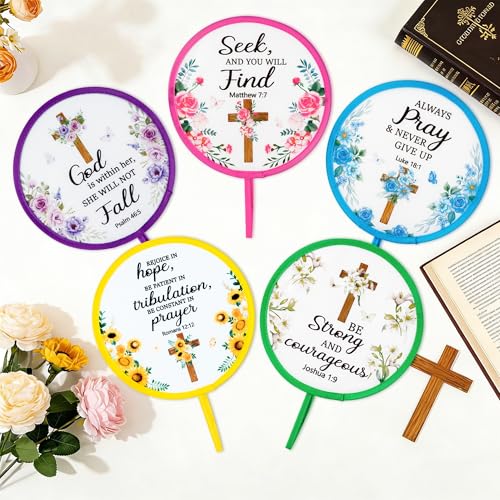 R HORSE 50Pcs Christian Church Fans Bulk Cross Bible Folding Handheld Fan - color: Cross