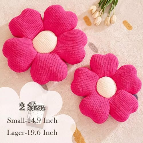 Kcvvcr Flower Throw Pillow, Cute Flower Shaped Pillow Decorative Throw Pillow for Bed Couch, Soft Daisy Pillows Floor Seating Cushion Cushions (19.6 Inch Hot Pink) - color: Hot Pink, size: 19.6 Inch