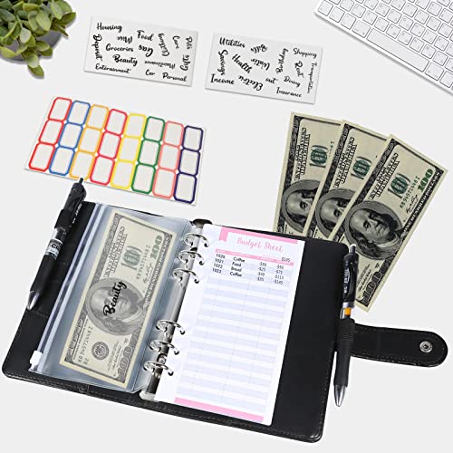 A6 Crocodile Budget Binder Cover - PU Leather Notebook Binder with Hidden Snap Buckle, Small 6 Ring Refillable Journal Binder, Black - color: Black, size: A6