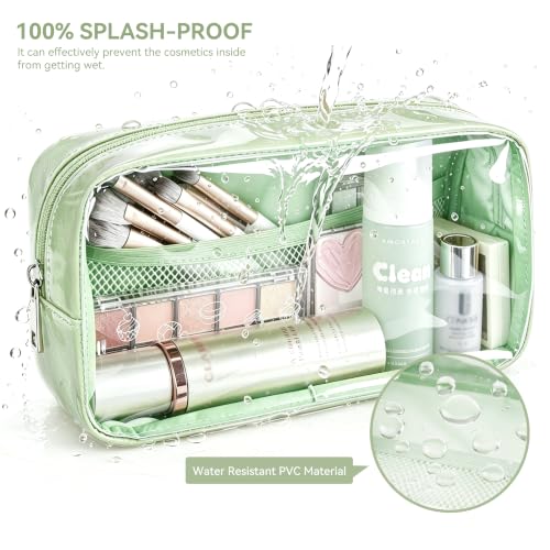 WLLWOO 2pcs Clear Makeup Bag Mini Cosmetic Pouch Travel Toiletry Organizer - color: 2pcs-Mint Green