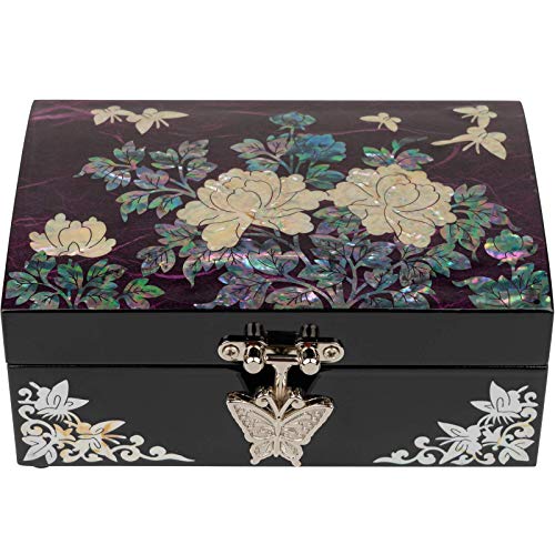 February Mountain Mother of Pearl Wooden Jewelry Box - Decorative Vanity Display Case Antique Vintage Decor unique gifts for women Gifts for Girlfriend Daughter Mom Wife Sister Grandma - color: Purple
