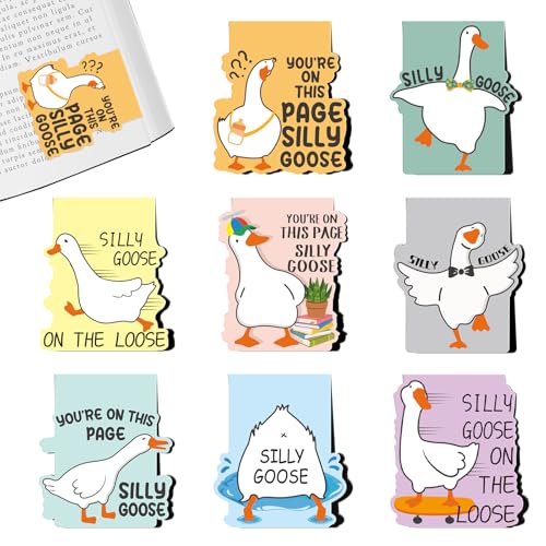8 Pcs Goose Magnetic Bookmark Funny Meme Silly Book Mark Page Clip