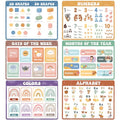 Educational Placemats Set of 6 Boho Kid Plastic Table Mat 17×13×0.04in - style: Educational Boho