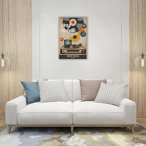 Vintage Japanese Records Poster Retro Music Records Canvas Wall Art Modern Mid Century Vinyl Lover Aesthetic Prints Painting For Home Bedroom Dorm Living Room Wall Decor 16x24in Framed - color: Multi 04 WFramed, size: 16"L x 24"W