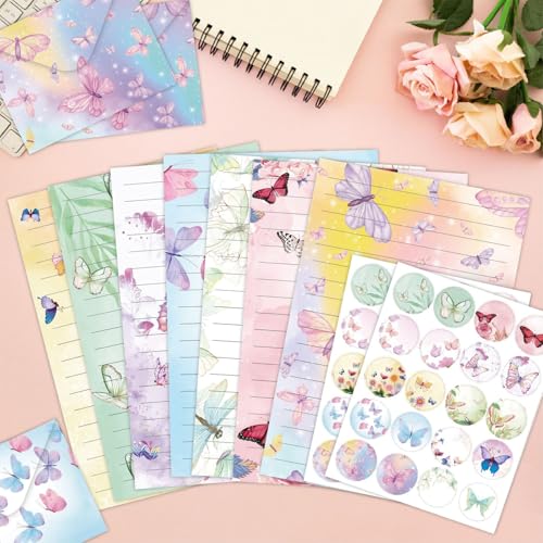 160 Pcs Stationery Paper Envelopes Set - color: Watercolor Butterfly