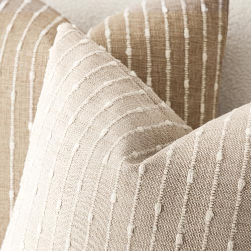 Foindtower Striped Boucle Lumbar Throw Pillow Covers 12x20 Natural Beige - color: Natural Beige, size: 20" x 12" (Pack of 2)