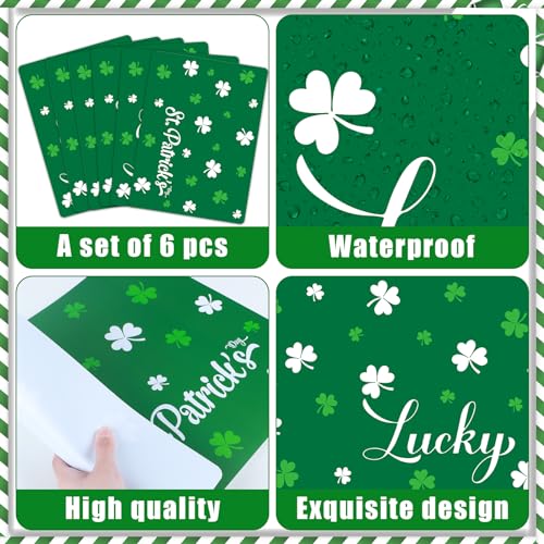 St. Patrick's DayPlacemats Set of 6 Shamrock Plastic Table Mat 17×13×0.04in - style: Green Shamrock