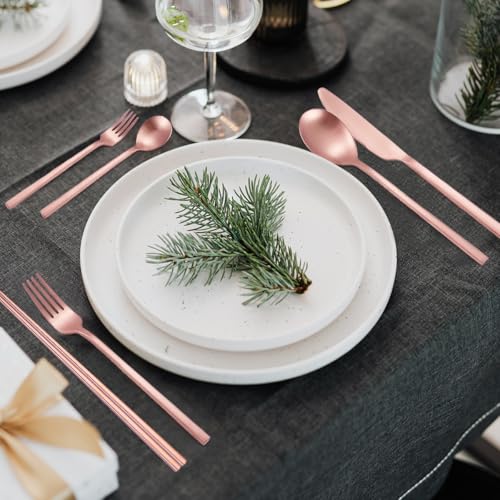 AARainbow 8 Pieces Stainless Steel Flatware Set Portable Reusable Cutlery Set Travel Utensils Set Including Chopsticks Knife Fork Spoon Straws Cleaning Brush Dishwasher Safe (B-Rose Golden) - color: B-Rose Golden