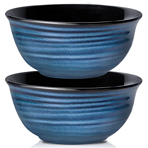 HASENSE Serving Bowls, 60 Ounces Ceramic Salad Pasta Soup Bowls, 8.5 inch Large Bowls for Kitchen Ramen Pho Fruit Cereal Popcorn, Microwave and Dishwasher Safe, Set of 2, Blue - color: Blue, size: 65 Ounce