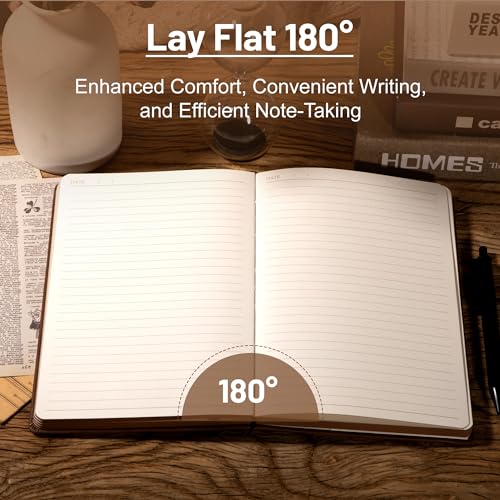 CAGIE Compass Leather Journal for Men Women, A5 Lined Notebook Writing Gift - color: Brown