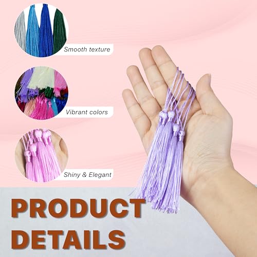 200 PCS Bookmark Tassels Bulk, 20 Colors Mini Silk Tassels for Crafts, 5" Bookmarks Tassel with Loop, Small Tassel for Bookmarks, Keychains, Jewelry DIY, Graduation Caps – 10 of Each Color