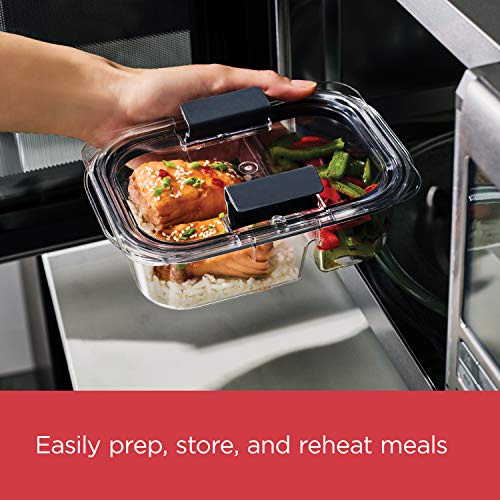 Rubbermaid Brilliance Meal Prep Containers, 2-Compartment Food Storage Containers, 2.85 Cup, 5-Pack, BPA-Free, Clear/Grey - size: 2.85 cup (10-Piece)