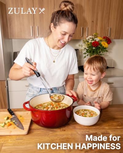 Zulay Kitchen Premium Soup Ladle - 12" Stainless Steel with Non-Slip Silicone Handle - size: Stainless Steel