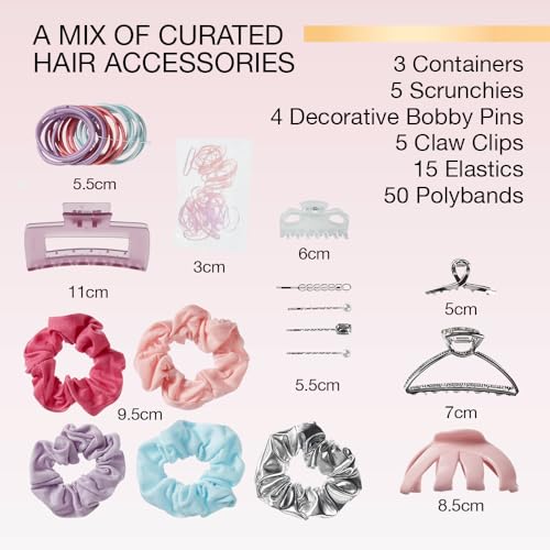 Scunci by Conair 82 piece hair accessory kit - hair accessories for women - claw clips - includes stackable storage - color: Pastel
