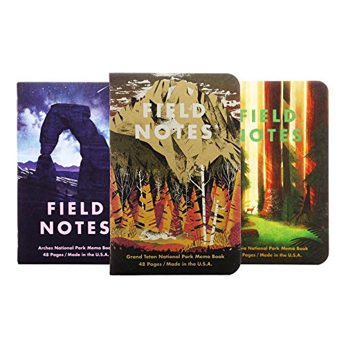 Field Notes: National Parks Series (Series D - Grand Teton, Arches, Sequoia) - Graph Paper Memo Book 3-Pack - 3.5 x 5.5 Inch - color: Series D - Grand Teton, Arches, Sequoia